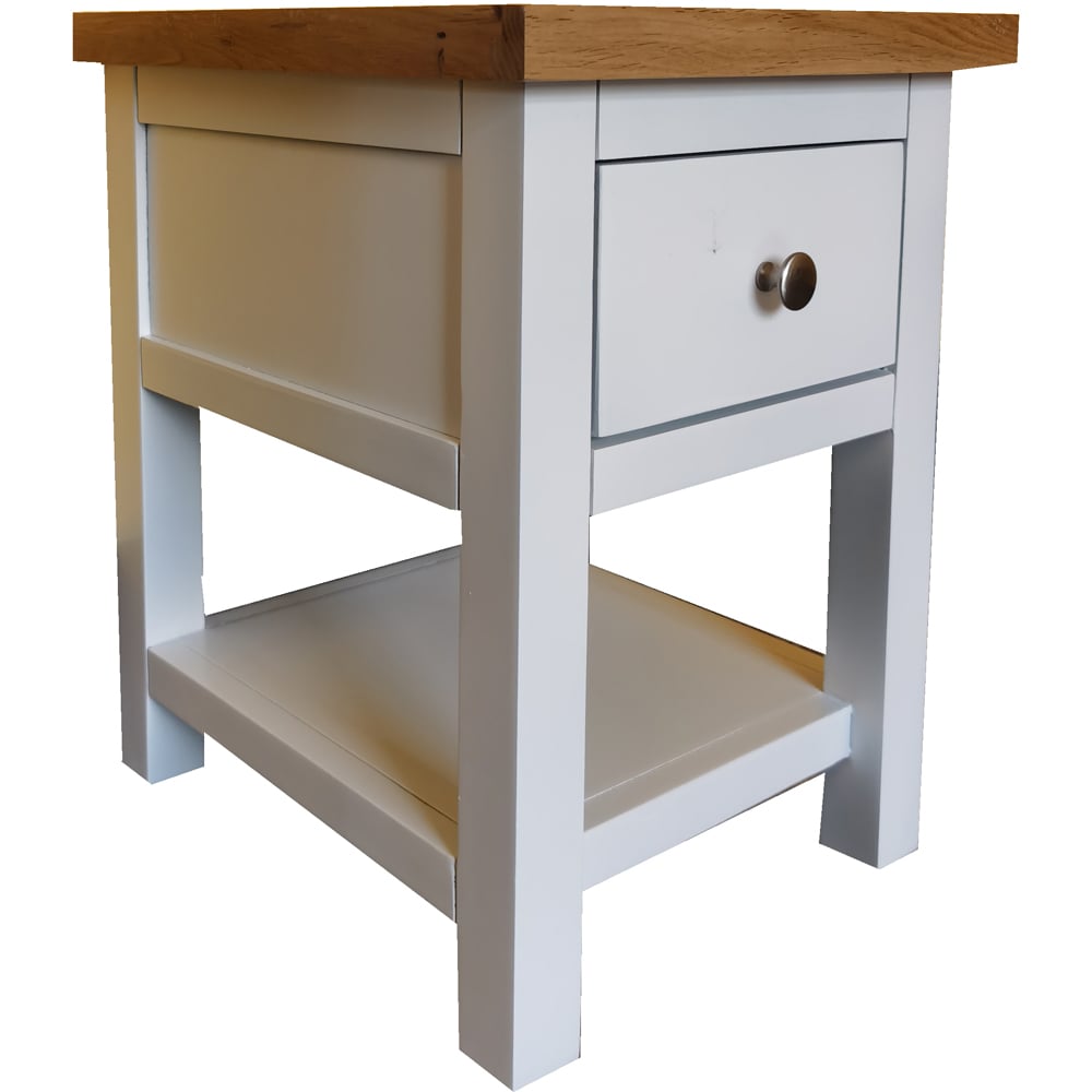 Furniture One Single Drawer Single Shelf White Oak Bedside Table Image 3