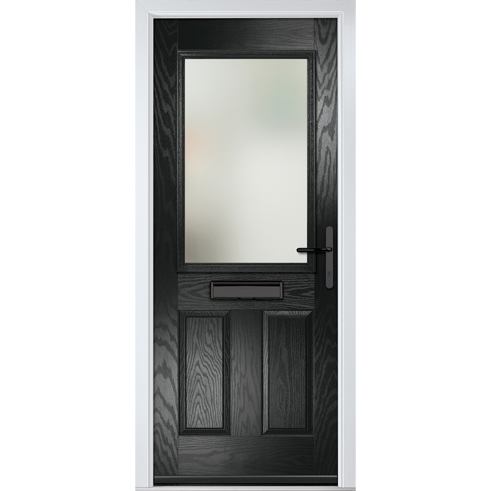 Crystal-Direct Lytham Black GRP Clear Glass Left Hand Open Front Door 2090 x 920mm Image 1