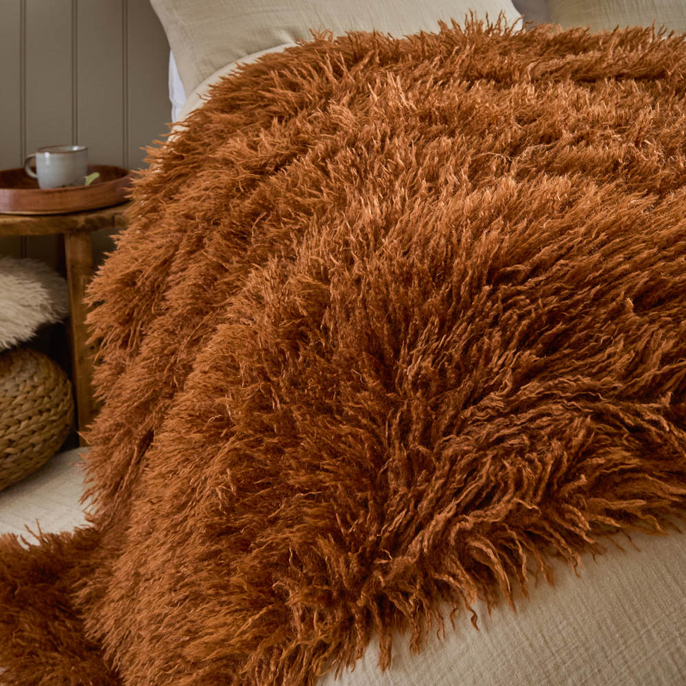 Furn Rowan Ginger Faux Fur Reversible Throw 130 x 175cm Image 4