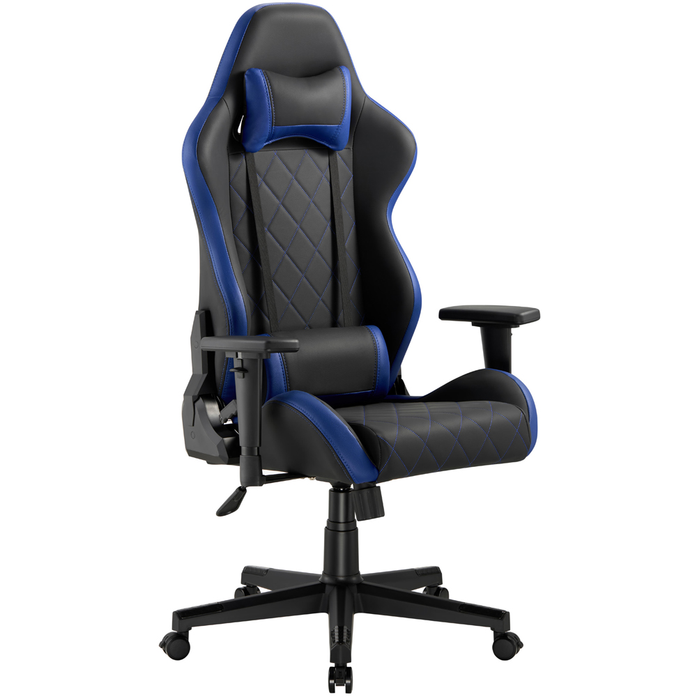 TTAP Monaco Black and Blue Faux Leather Swivel Gaming Chair Image 2