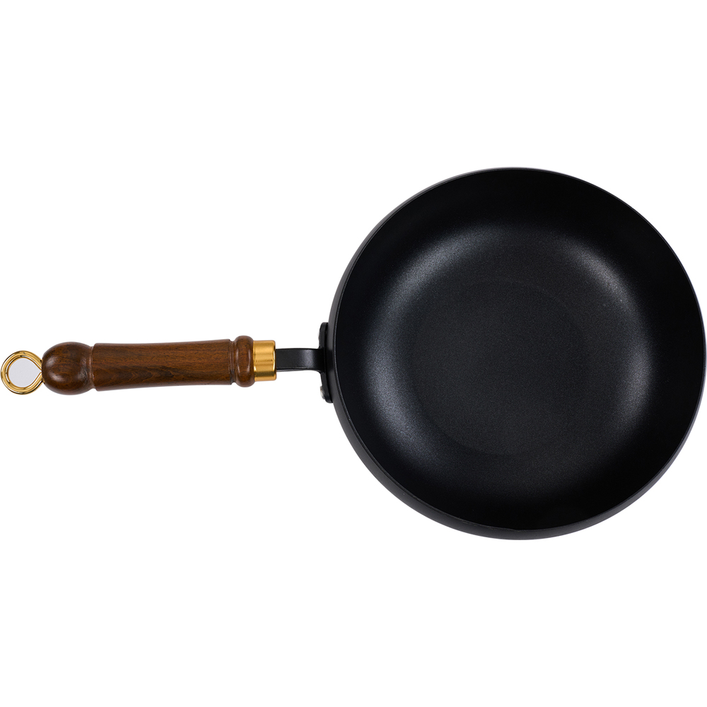 Living and Home 28cm Black Iron Deep Wok Pan with Glass Lid Image 5