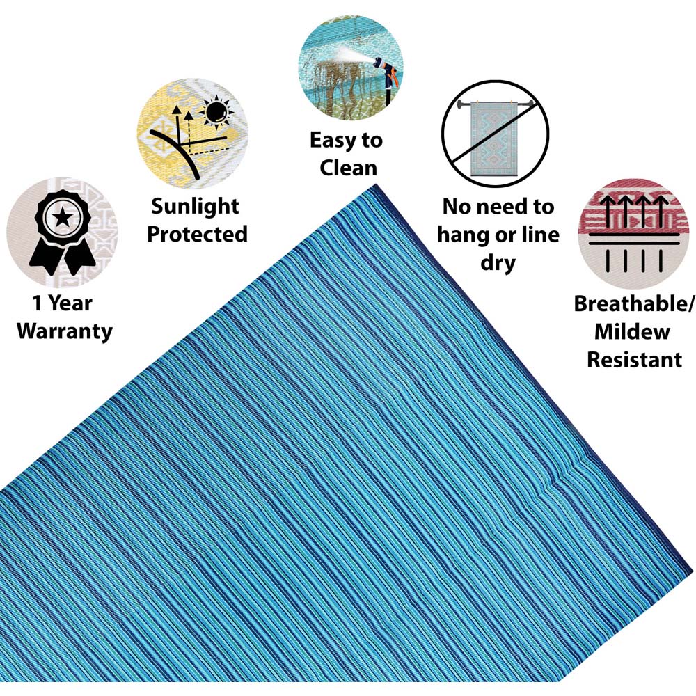 Green Decore Weaver Turquoise Blue Green Camping and Picnic Rug 240 x 300cm Image 3