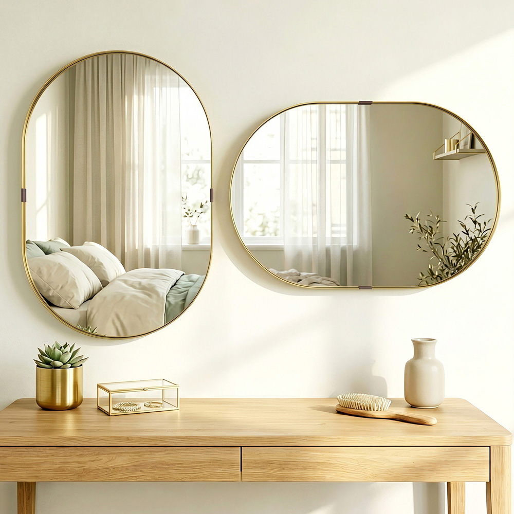 HOMCOM Gold Wall Mirror with Elevated Aluminium Alloy Frame 60 x 90cm Image 4