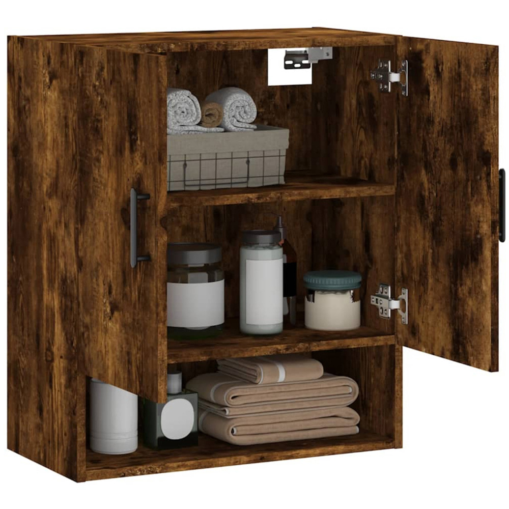 vidaXL 2 Door Single Shelf Smoked Oak Wall Mounted Cabinet Image 4