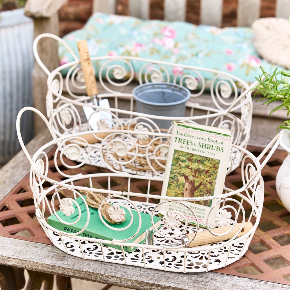 Dibor Duras Cream Vintage Planter Basket Set of 2 Image 2