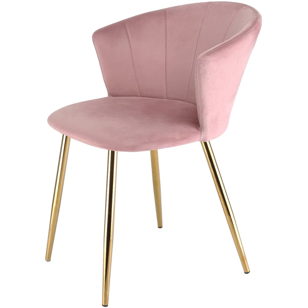 Ella Dining Accent Chair Velvet Upholstery - Pink Image 2