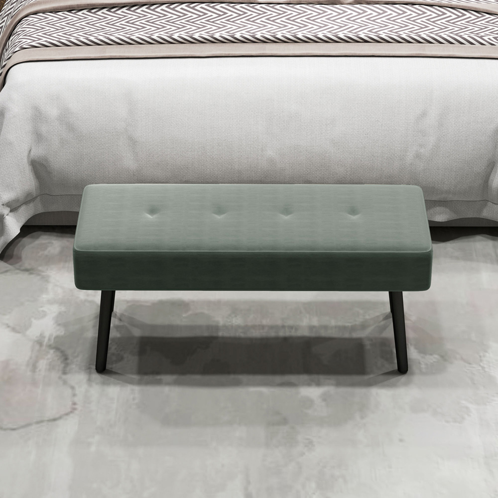 Portland Green End of Bed Bench with Thick Padding Image 3