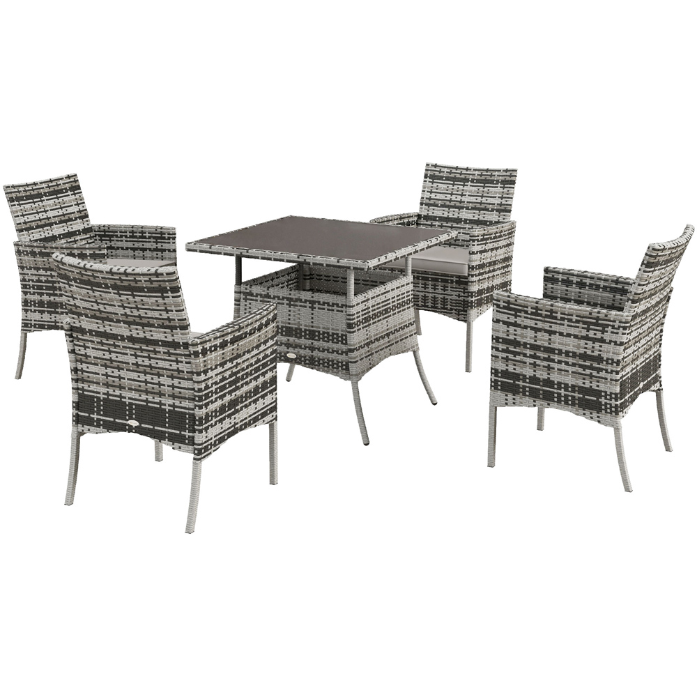 Outsunny Rattan 4 Seater Dining Set Grey Image 2