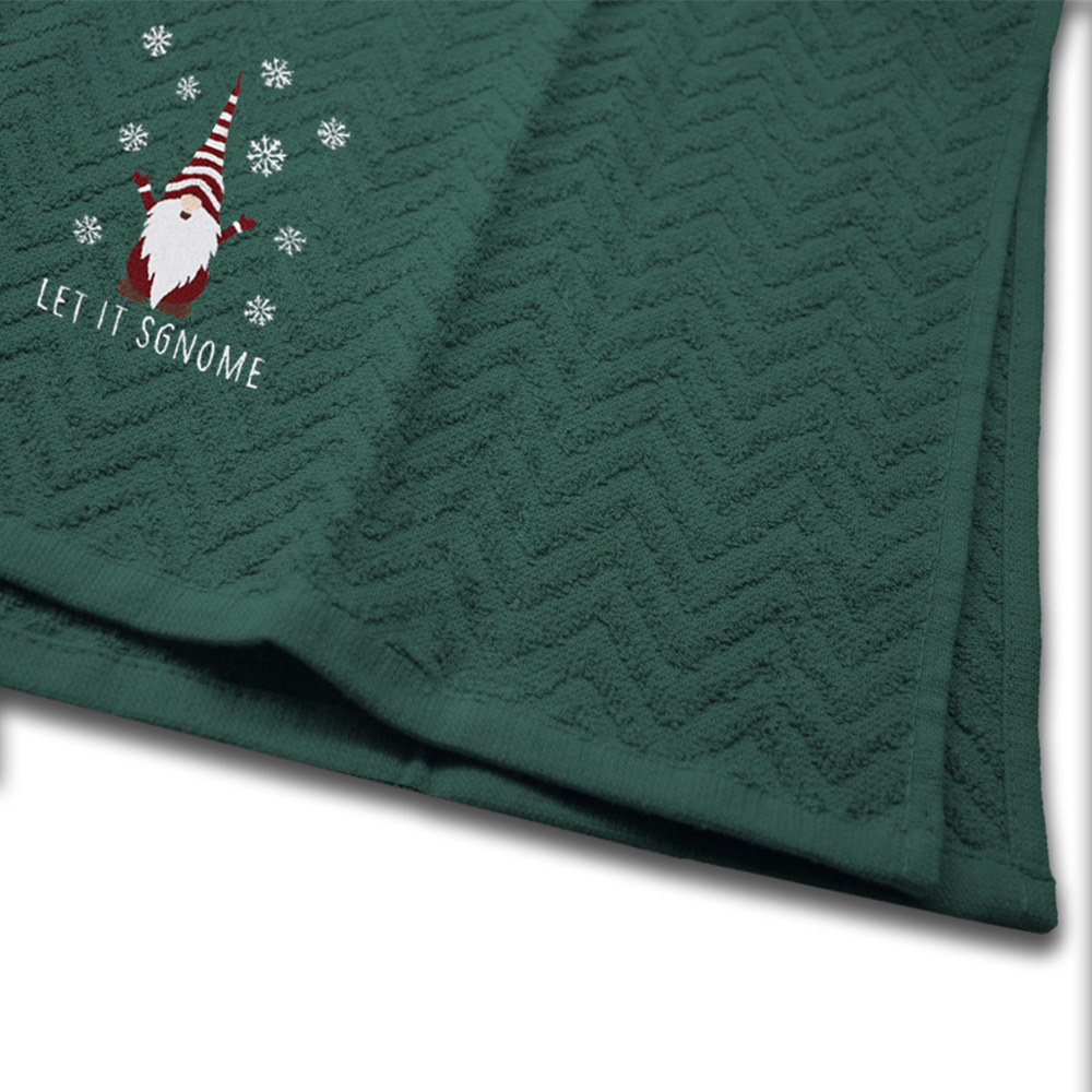 Noel Square Xmas Gonks Green Tea Towel 3 Pack Image 5