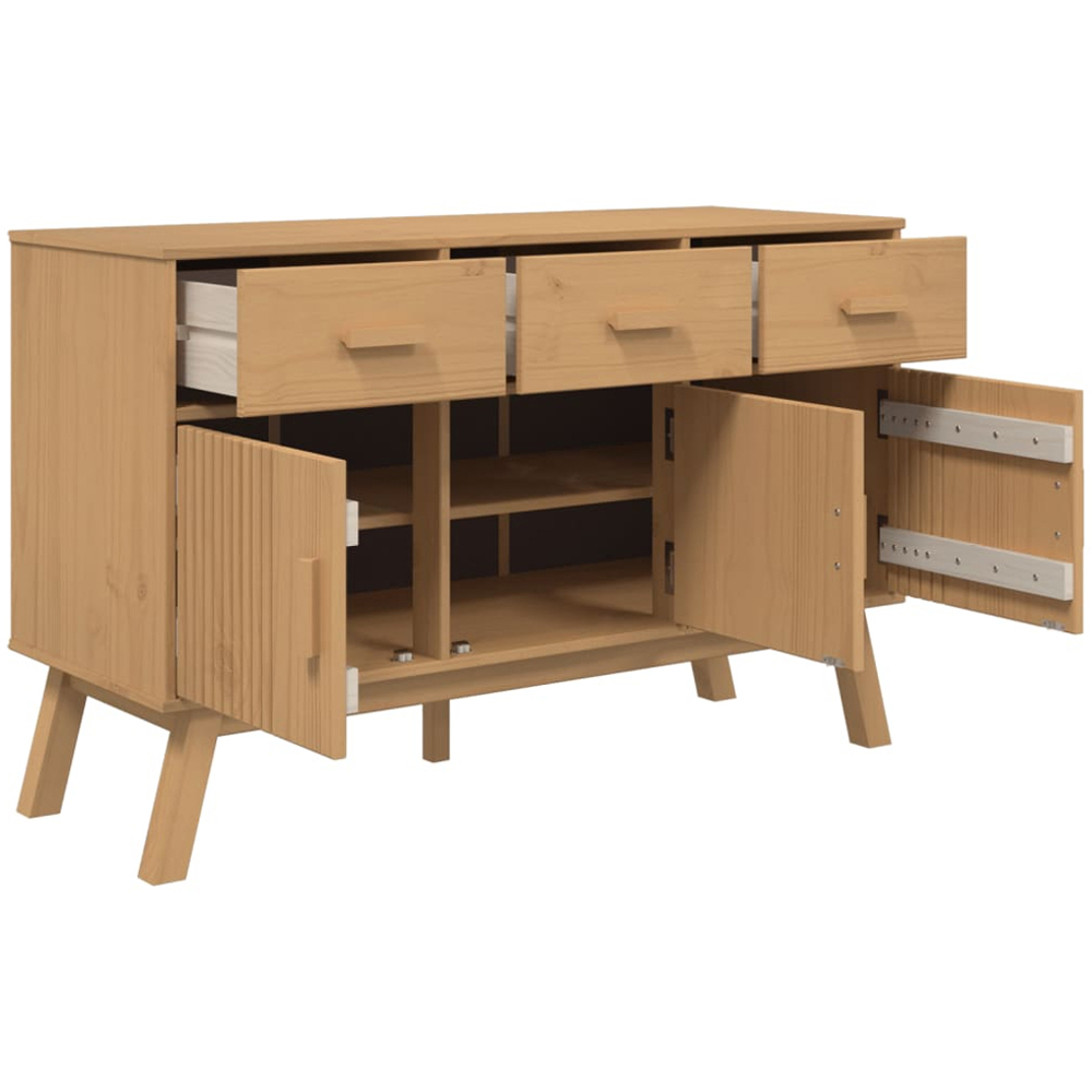 vidaXL Olden 3 Door 3 Drawer Brown Solid Pine Wood Sideboard Image 7