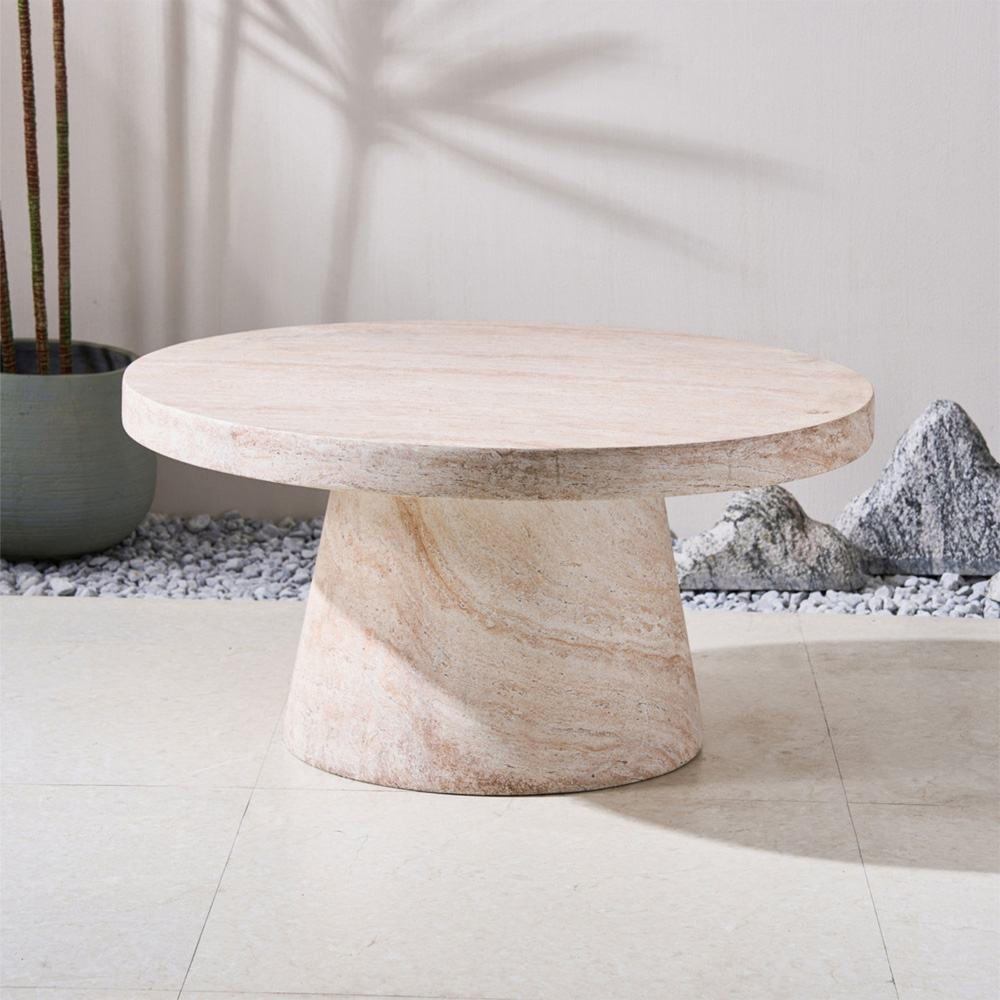 Desser Pisa Travertine Effect Pedestal Coffee Table Image 5