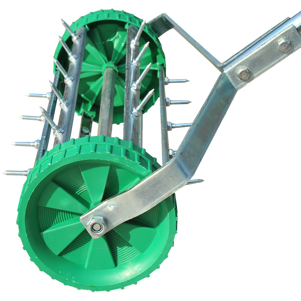 Outsunny Rolling Lawn Aerator with Adjustable Handle Image 3