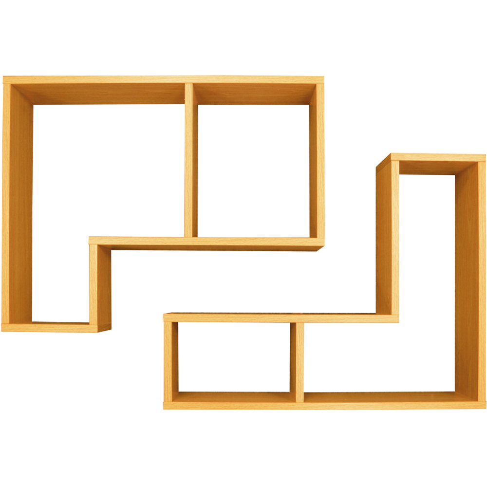 Watsons Twin Set of 2 Beech Floating Shelf Image 3
