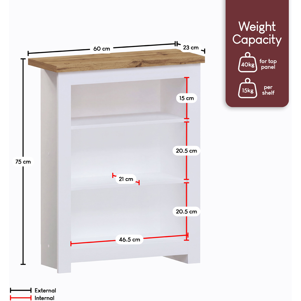 VIDA DESIGNS Arlington 3 Shelf White Bookcase Image 9