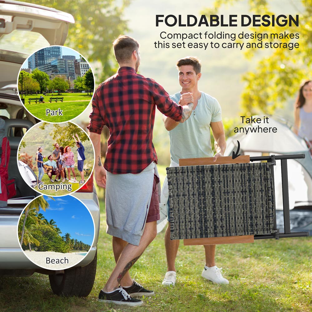 Outsunny Mixed Grey Rattan Folding Garden Chair Image 6