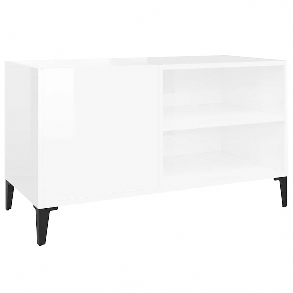vidaXL 2 Shelf High Gloss White Record Cabinet Image 2