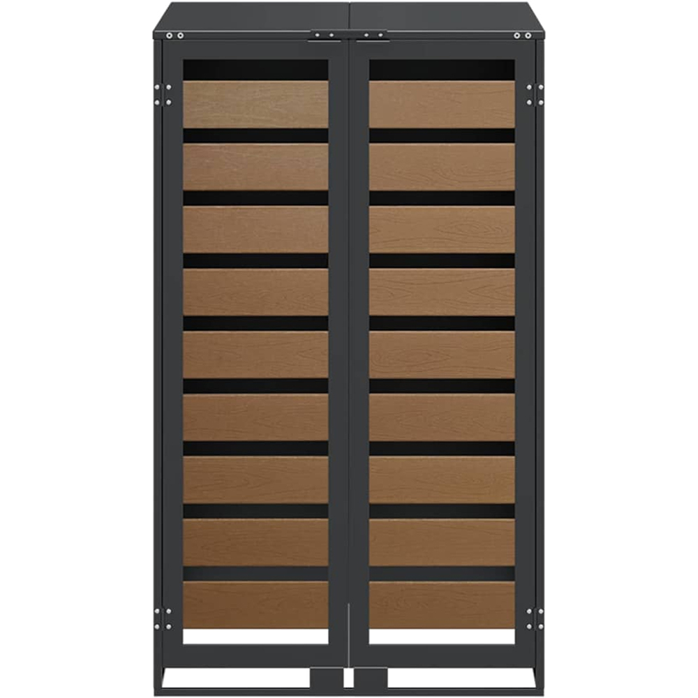 vidaXL Anthracite and Brown Wheelie Bin Storage Shed Image 6