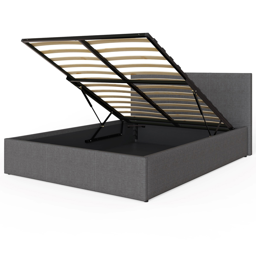GFW Small Double Grey Hopsack Fabric End Lift Ottoman Bed with Bonnell Mattress Image 4