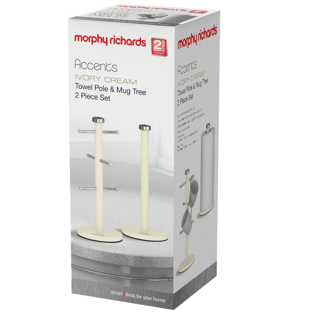 Morphy Richards Ivory Cream Mug Tree and Towel Pole Set Image 4