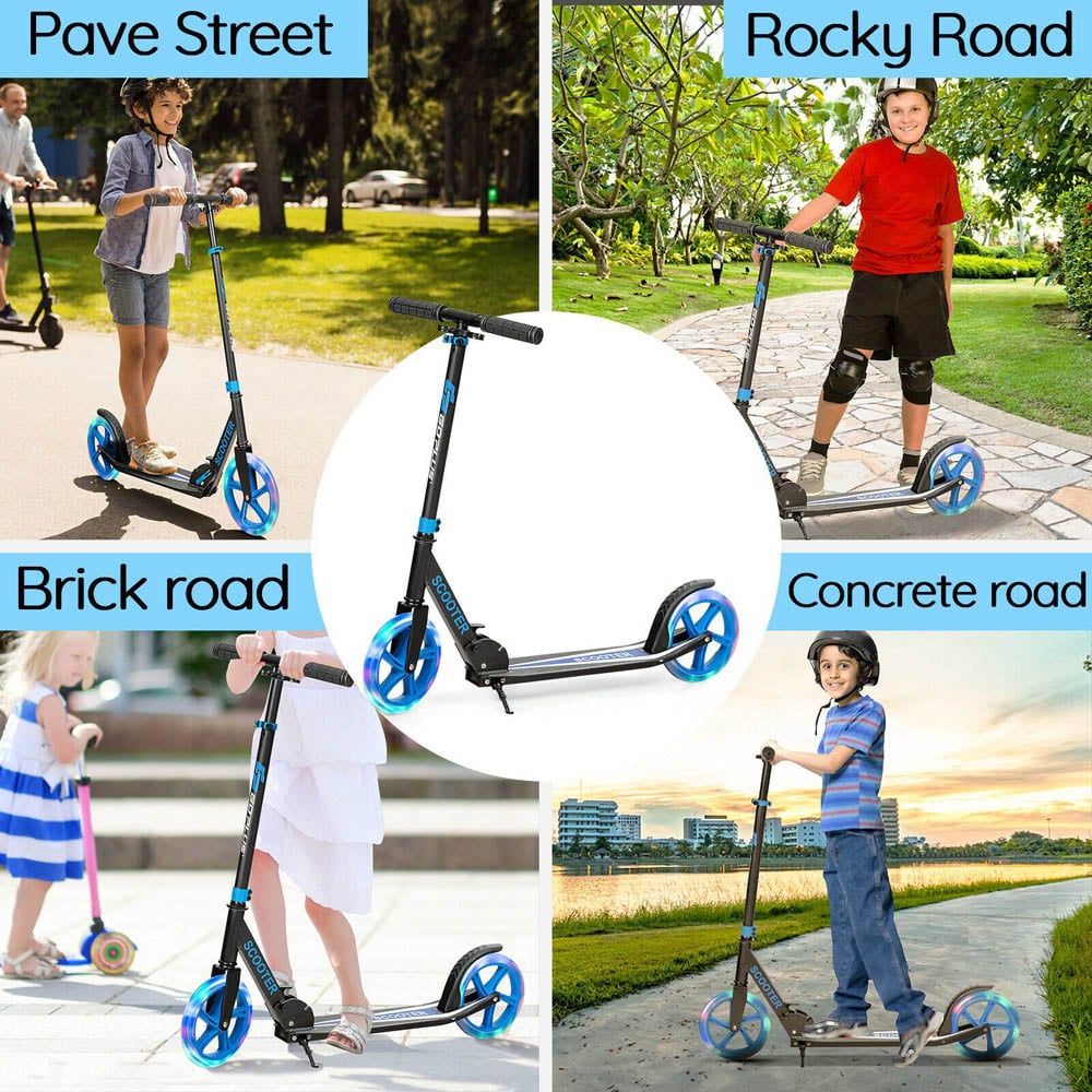 Costway Kids Blue Foldable Kick Scooter with LED Lights Image 7
