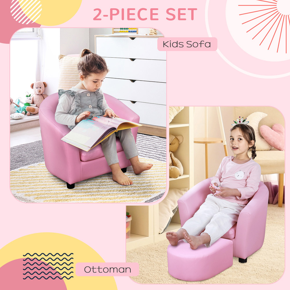 Tommy Toys Pink Kids Mini Armchair with Ottoman Image 5