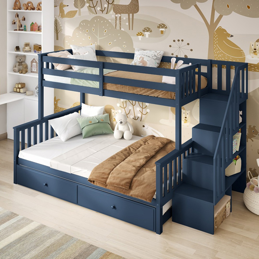 Flair Tag Navy Triple Staircase Bunk Bed with Trundle Image 5