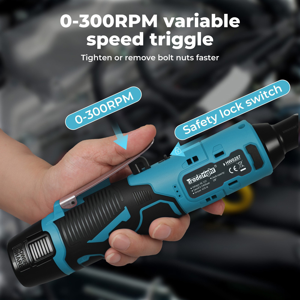Traderight 3/8 inch Cordless Right Angle Ratchet Wrench with 2 Batteries Image 5