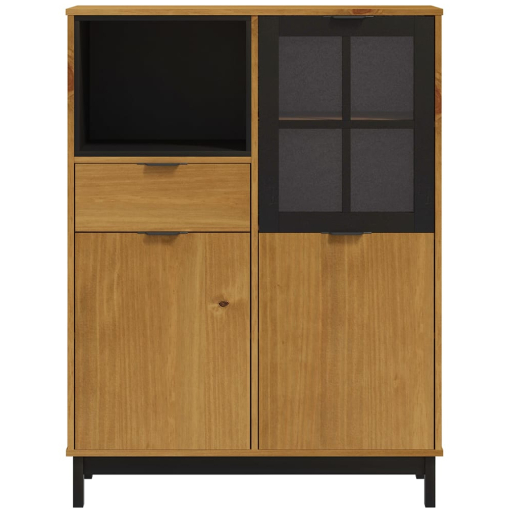 vidaXL 3 Door Single Drawer Single Shelf Brown Oak Solid Pine Wood Highboard Image 5