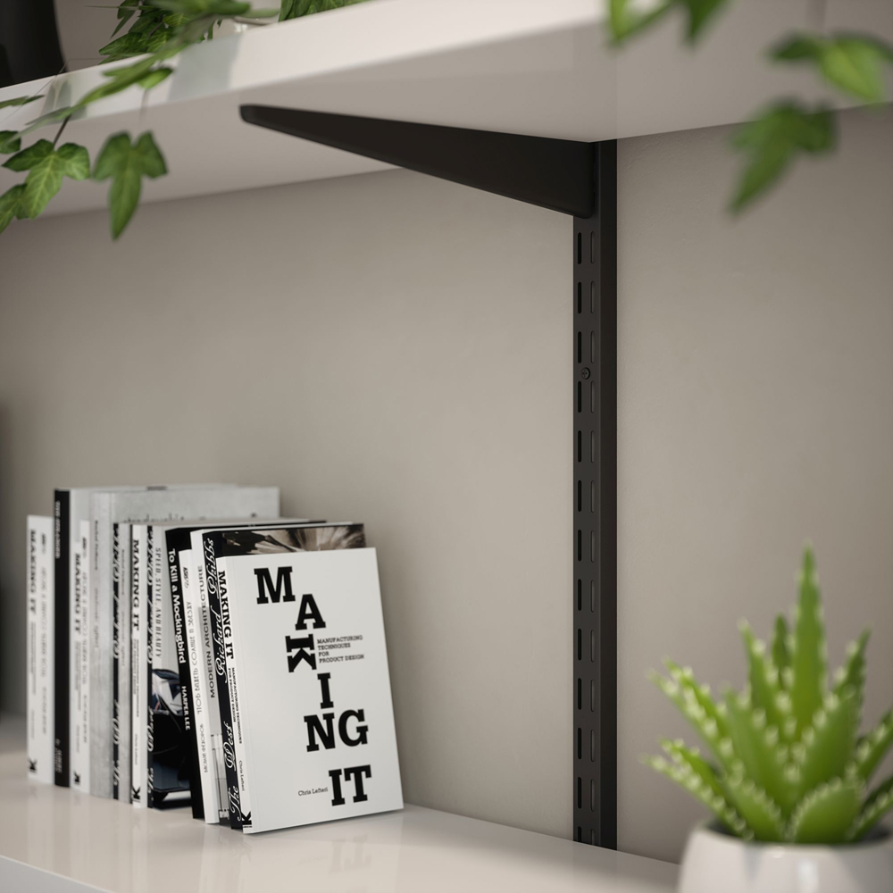 Rothley Matt Black Twin Slot Shelving Kit 10.5 inch Brackets and 63 inch Uprights Image 2