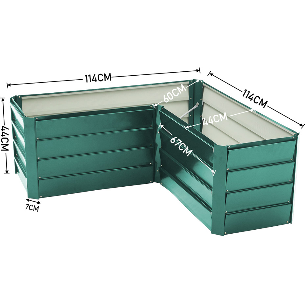 Living and Home 3.7 x 3.7ft Green L-Shaped Weather Resistant Steel Raised Garden Bed Image 9