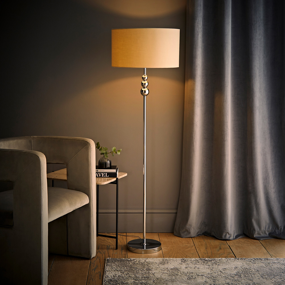 ValueLights Marissa Reni Cream Shade and Chrome Ball LED Floor Lamp Image 6