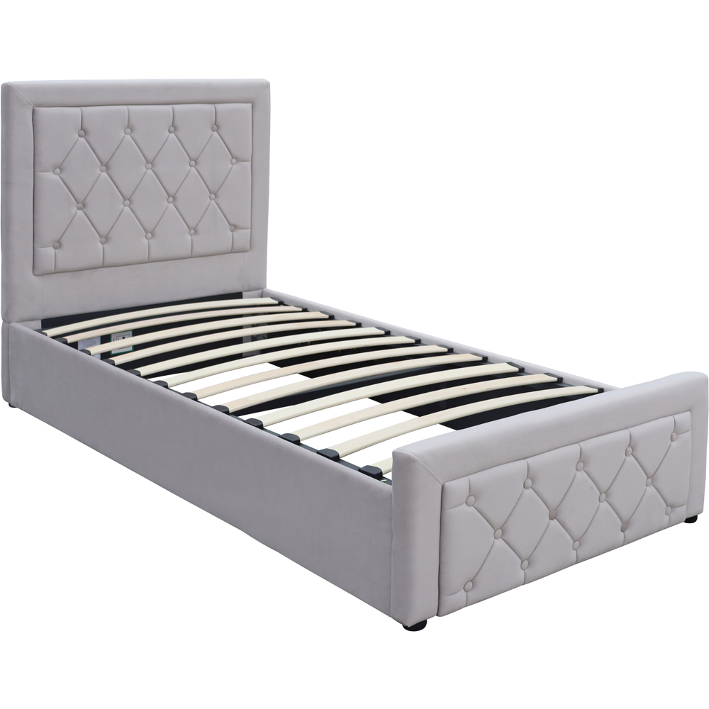 Kosy Koala Single Grey Velvet Tufted Gaslift Ottoman Bed Image 2