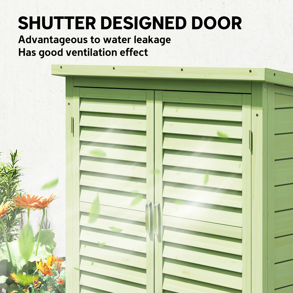Outsunny 1.5 x 2.8ft Green Solid Wood Garden Storage Shed Image 8