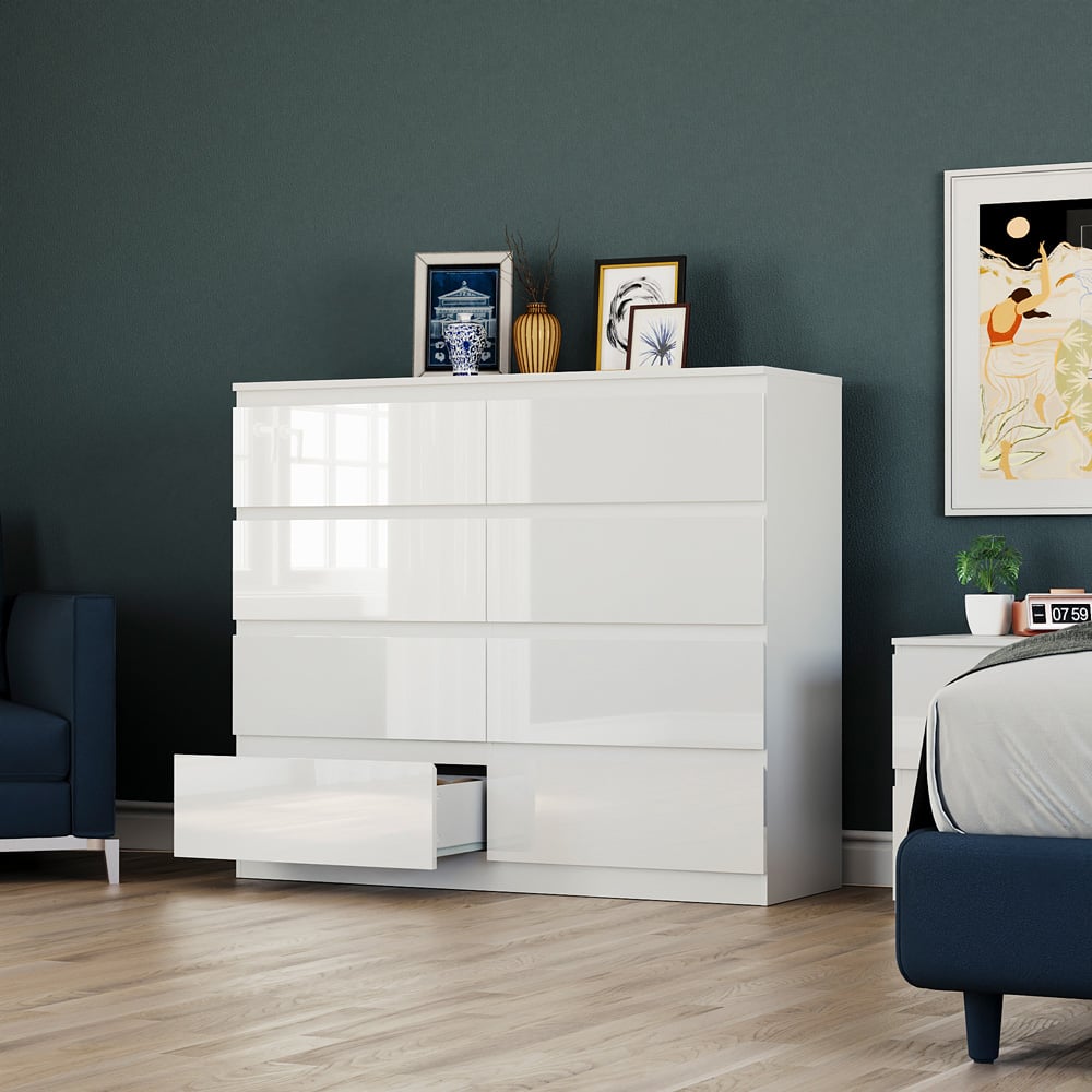 Vida Designs Glinton 8 Drawer White Chest of Drawers Image 5