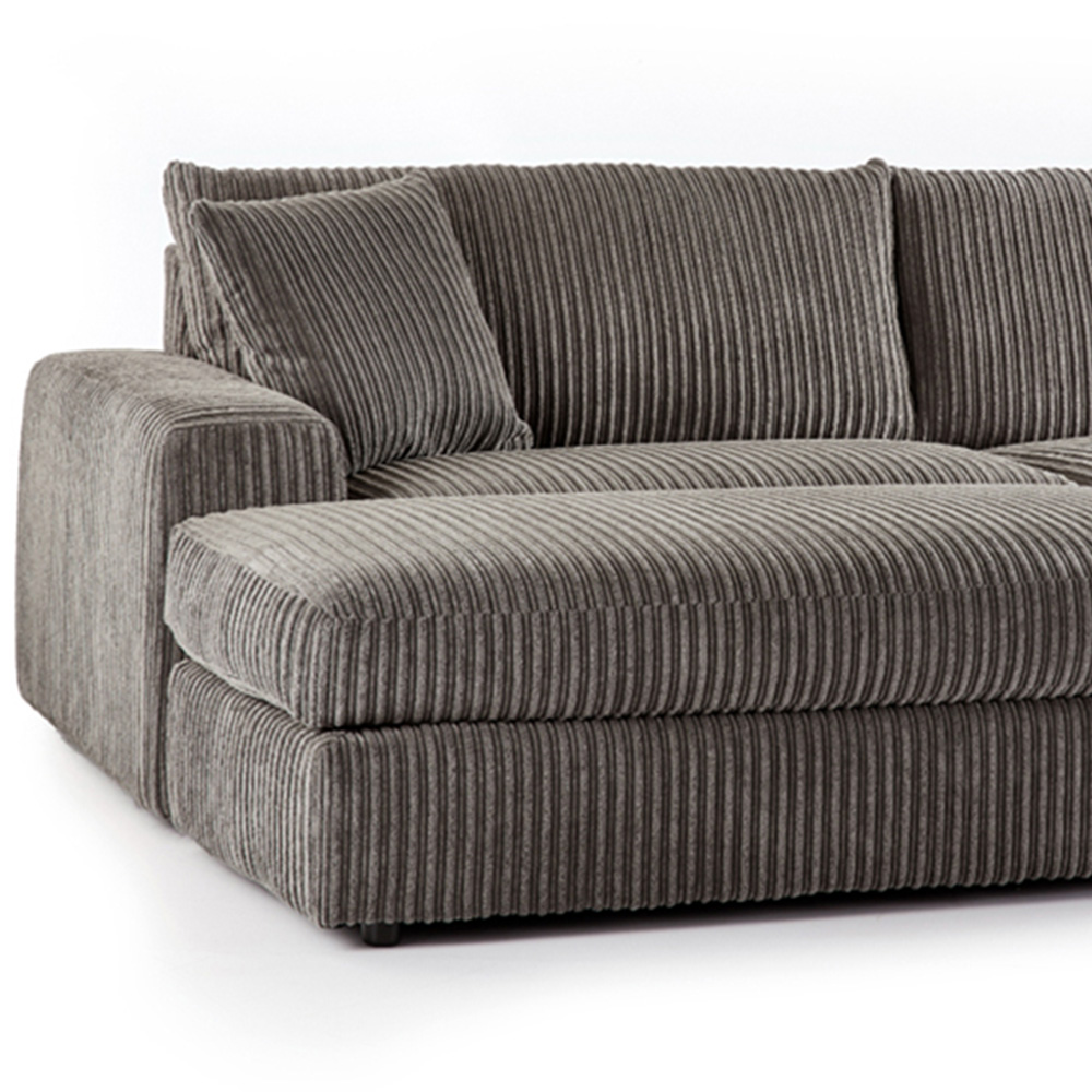 Portland Luciana Luxury 4 Seater Charcoal Jumbo Cord Corner Sofa Image 3