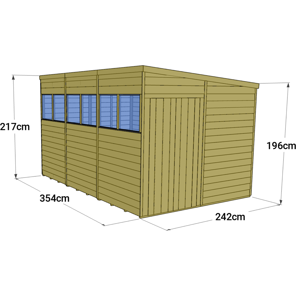 StoreMore 12 x 8ft Double Door Tongue and Groove Pent Shed with Window Image 4