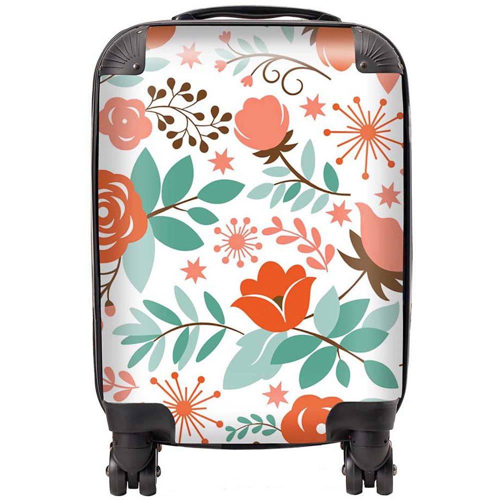 Warren Reed Designer Mini Cabin Orange Floral Pattern Suitcase Image 1