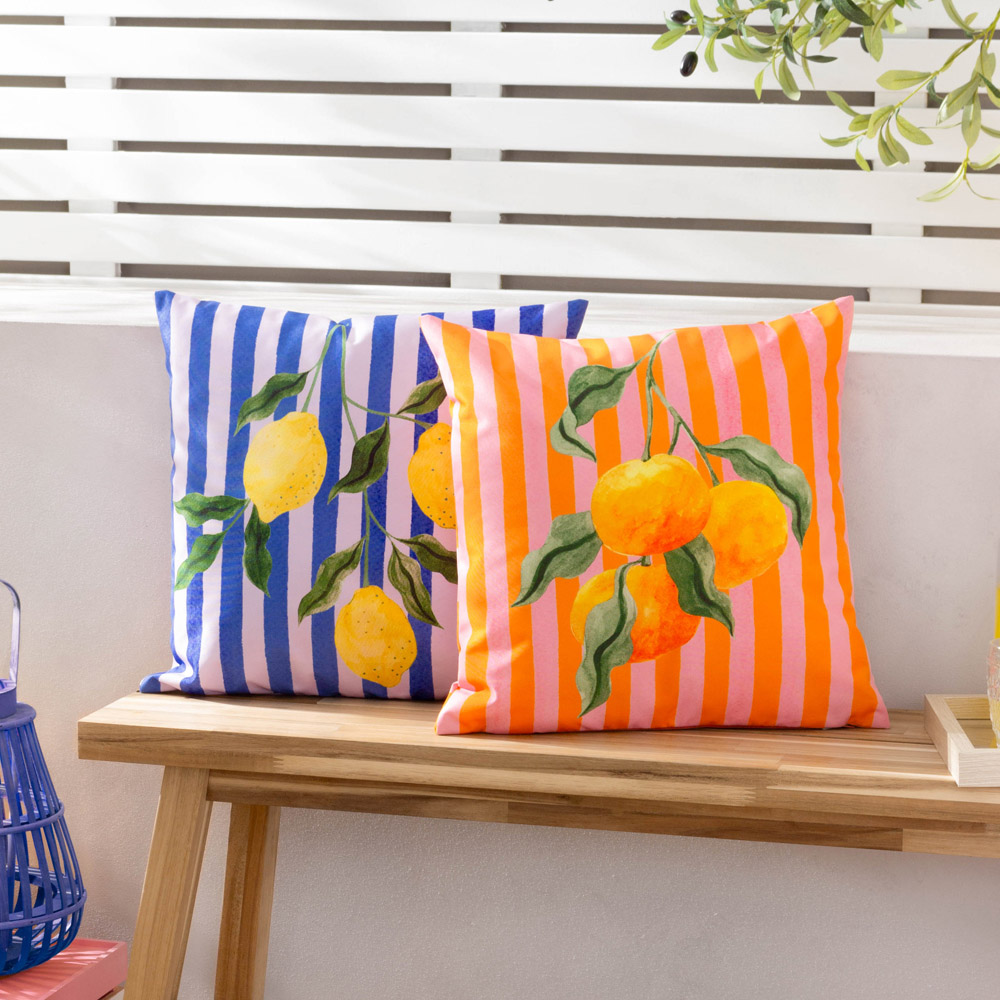 furn. Oranges Orange Striped Outdoor Reversible Cushion Image 5