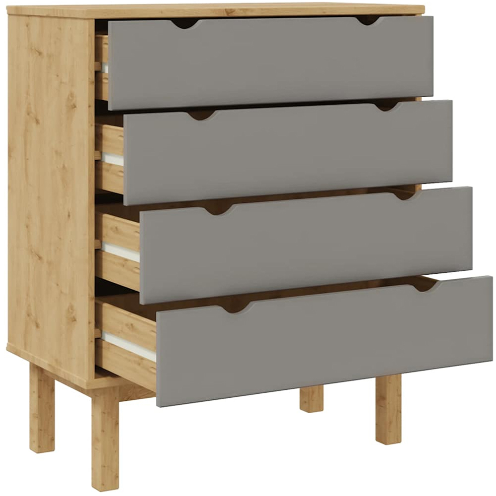 vidaXL 4 Drawer Brown and Grey Wooden Storage Cabinet Image 5