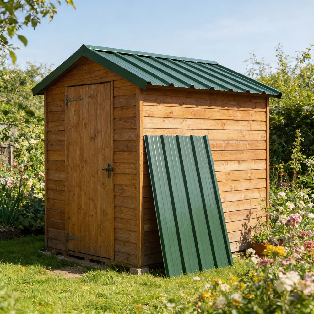 Harbour Housewares Green Corrugated Metal Roofing Sheet 110 x 46cm 14 Pack Image 5