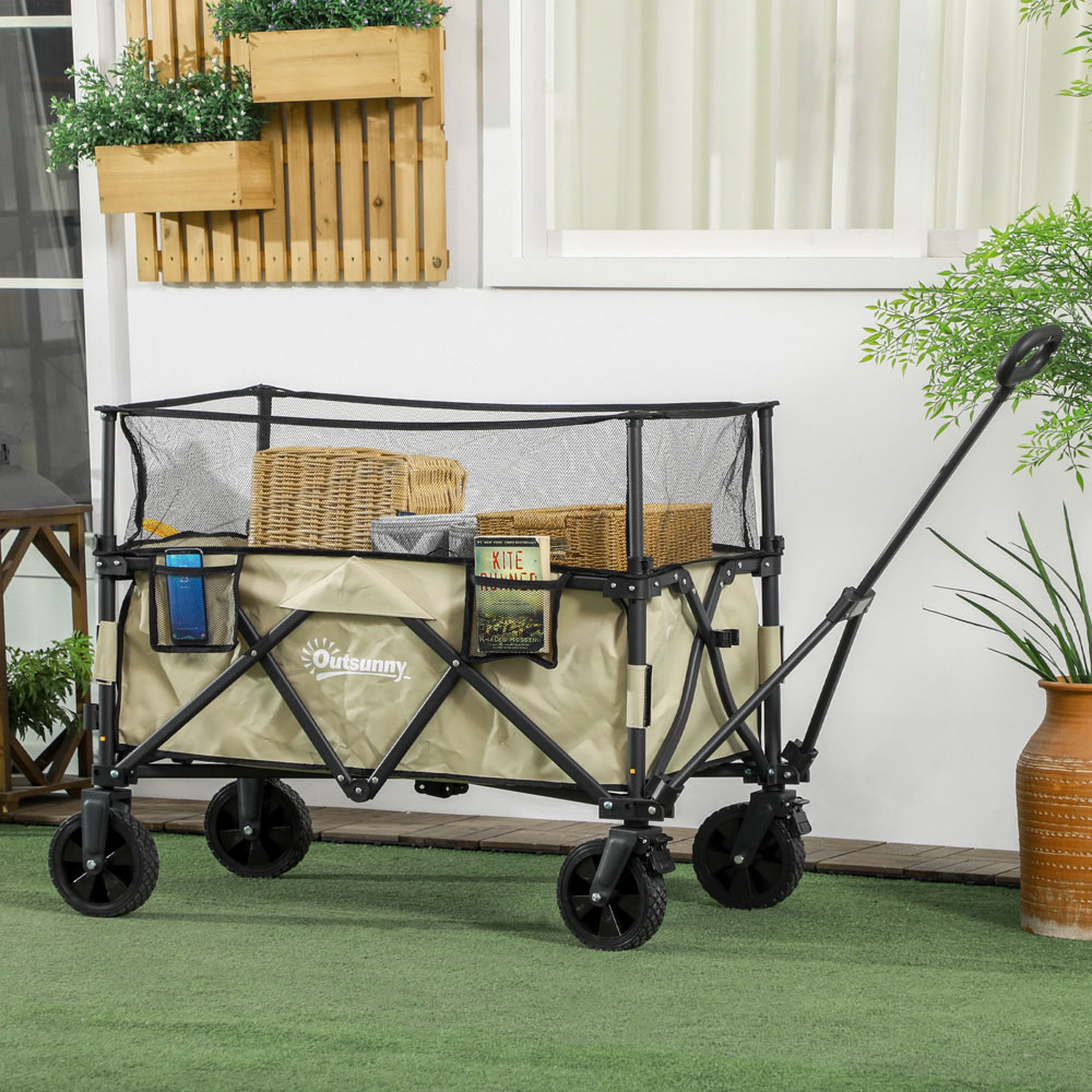 Outsunny Khaki Folding Garden Trolley 180L Image 2