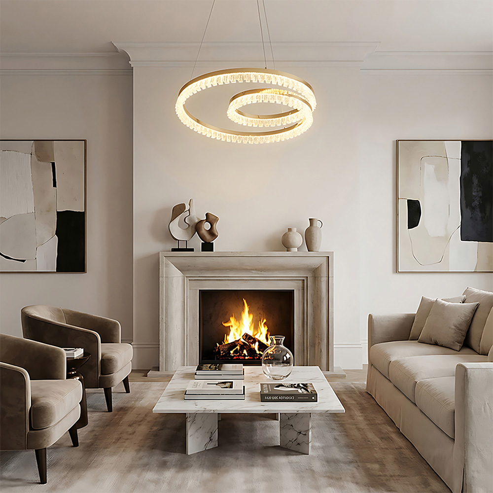 Living and Home Gold Acrylic Geometric Pendant Light with 3 Colour Temperature Settings Image 7