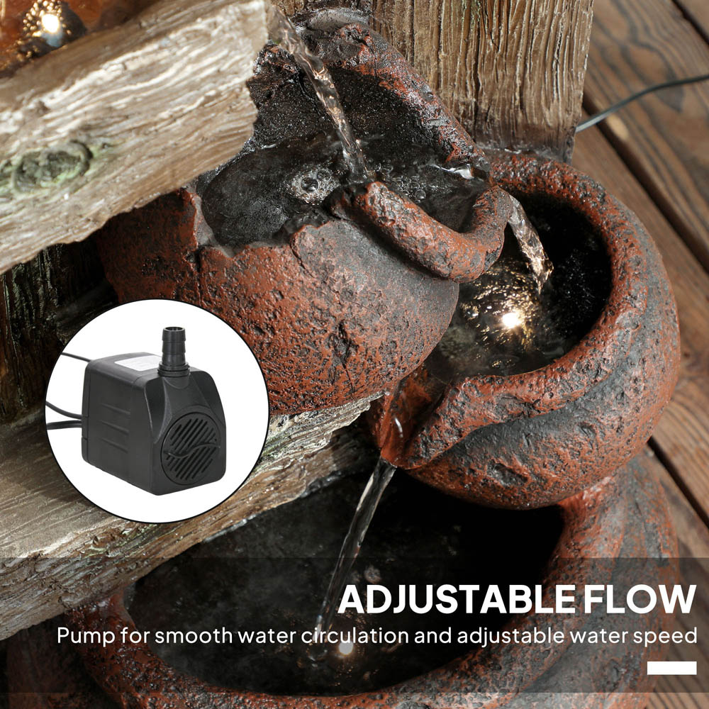 Outsunny 2 in 1 Resin Outdoor Waterfall Fountain with Birdhouse Image 6