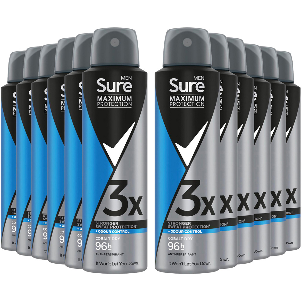 Sure Men 96H Protection Anti-Perspirant Cobalt Dry Deodorant 150ml 12 Pack Image 1