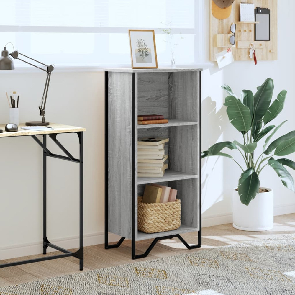 vidaXL 3 Shelf Grey Sonoma Bookcase Image 7