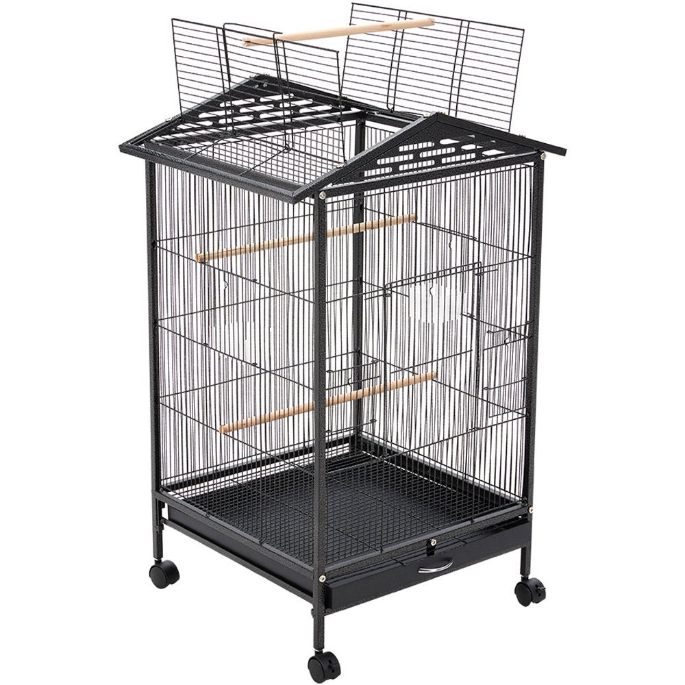 H&O Direct Open Top Metal Pet Bird Cage with Casters Image 2