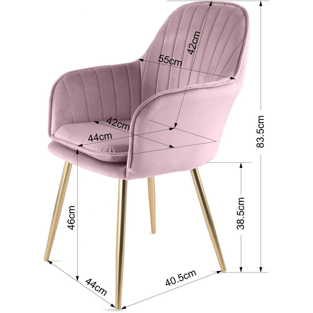 Muse Violet Tulle Velvet Accent Chair with Golden Legs Set of 2 Image 7