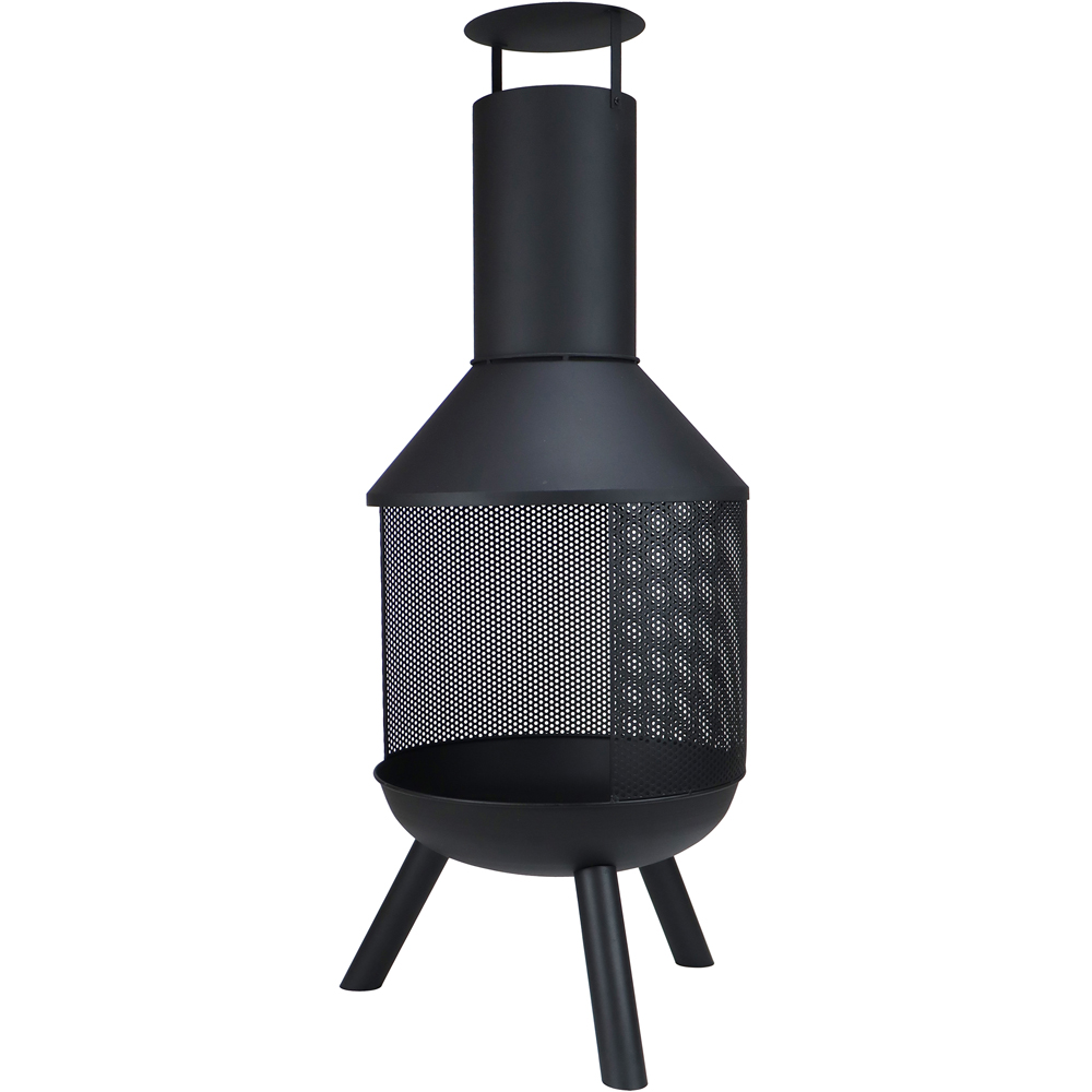 Charles Bentley Snug Palma Black Round Steel Modern Patio Heater Chimenea Image 5