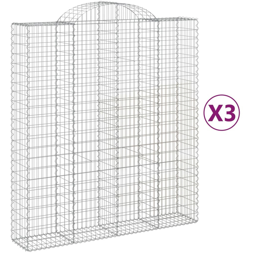 vidaXL Silver Galvanised Iron Arched Gabion Basket 200 x 50 x 220/240cm 3 Pack Image 2