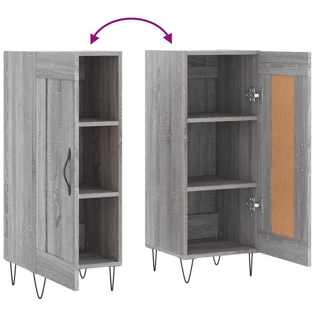 vidaXL Single Door Grey Sonoma Wooden Sideboard Image 9